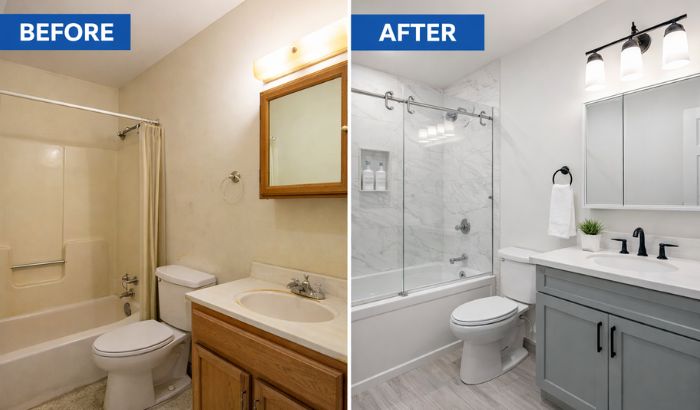 before and after bathroom remodeling